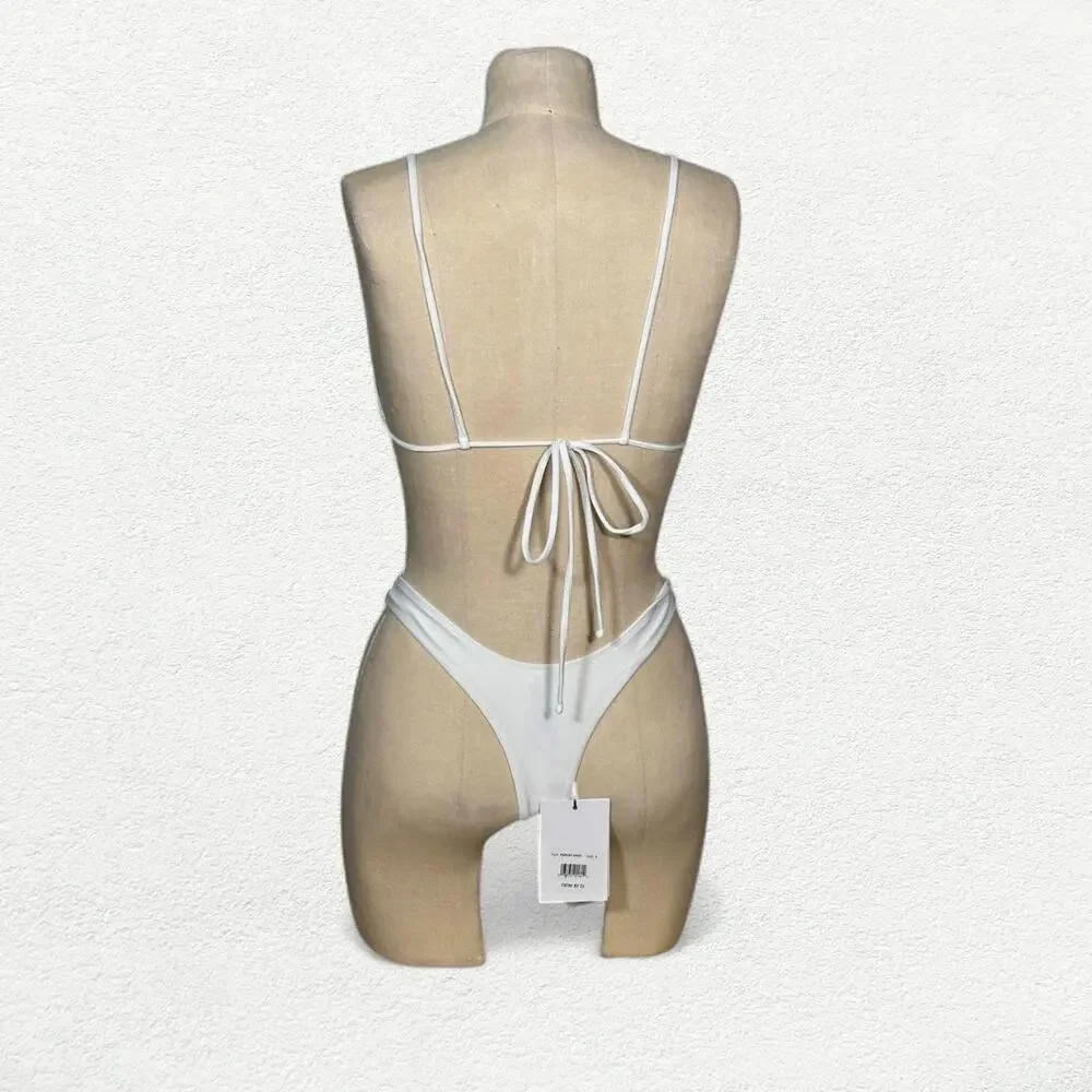 Swim by Di Flemish Knot Bikini Top & Bottoms in White & Gold